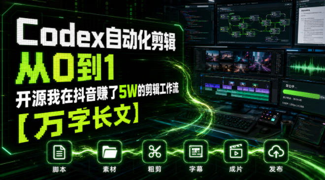 Codex自动化剪辑从0到1，开源我在抖音賺了5W的剪辑工作流【万字长文】
