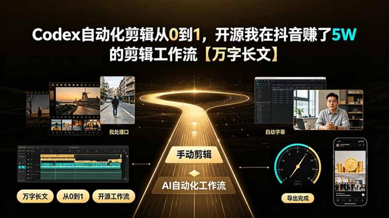 （19504期）Codex自动化剪辑从0到1，开源我在抖音赚了5W 的剪辑工作流【万字长文】