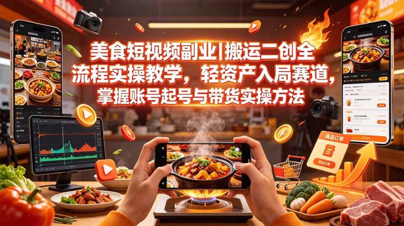 (19535期)美食短视频副业|搬运二创全流程实操教学,轻资产入局赛道,掌握账号起号与带货实操方法 (19535期)美食短视频副业|搬运二创全流程实操教学,轻资产入局赛道,掌握账号起号与带货实操方法