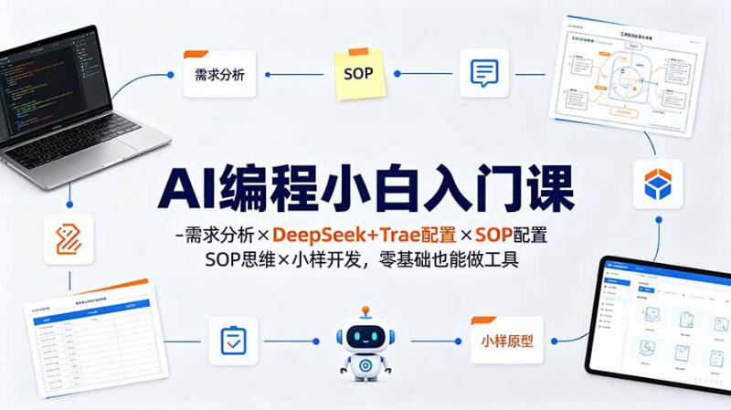 (19539期)AI编程小白入门课-需求分析×DeepSeek+Trae配置×SOP思维×小样开发,零基础也能做工具 (19539期)AI编程小白入门课-需求分析×DeepSeek+Trae配置×SOP思维×小样开发,零基础也能做工具