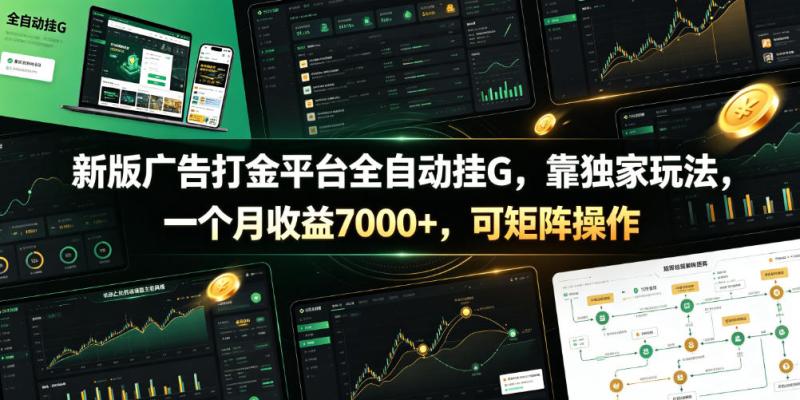新版广告打金平台全自动挂G，靠独家玩法，一个月收益7000+，可矩阵操作【附全套脚本】【揭秘】