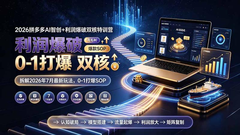 (19562期)2026拼多多AI智创+利润爆破双核特训营-更新:拆解2026年7月最新玩法,0-1打爆SOP (19562期)2026拼多多AI智创+利润爆破双核特训营-更新:拆解2026年7月最新玩法,0-1打爆SOP