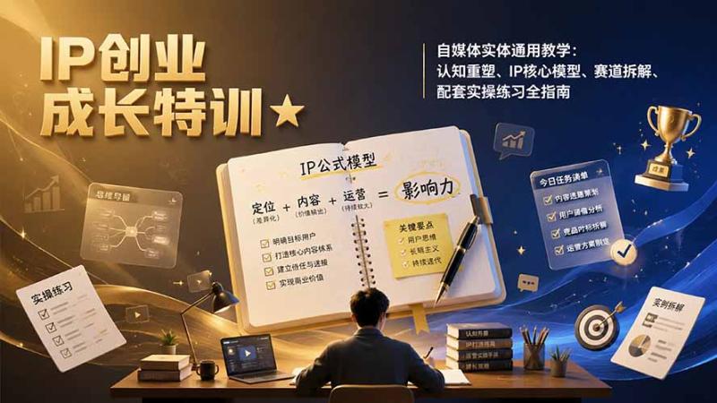 （19567期）IP创业成长特训★自媒体实体通用教学：认知重塑、IP核心模型、赛道拆解、配套实操练习全指南