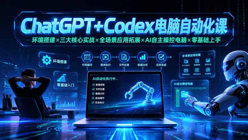 （19583期）ChatGPT+Codex电脑自动化课：环境搭建×三大核心实战×全场景应用拓展×AI自主操控电脑×零基础上手