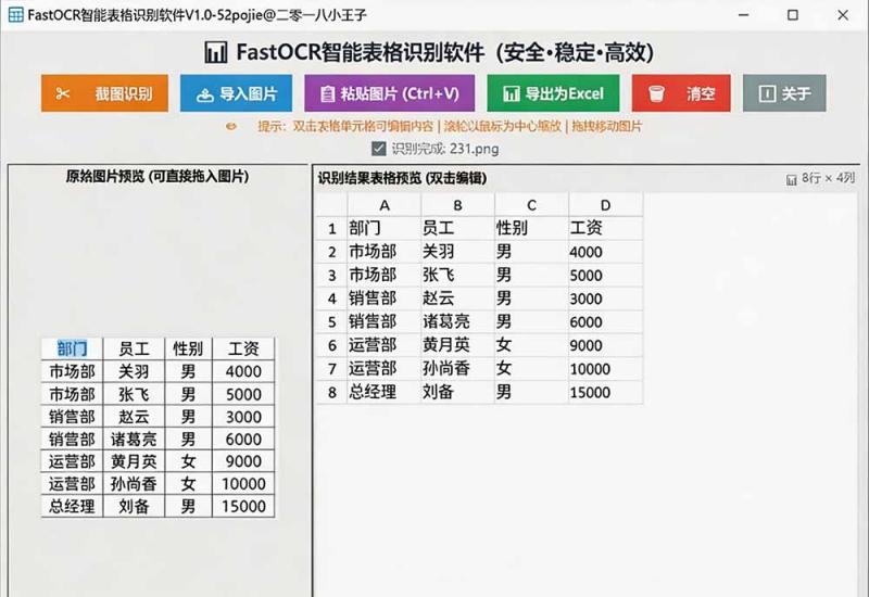 (19609期)体积仅70MB,图片一键智能提取表格工具来了!完全免费且离线使用,FastOCR智能表格识别软件V1.0 (19609期)体积仅70MB,图片一键智能提取表格工具来了!完全免费且离线使用,FastOCR智能表格识别软件V1.0