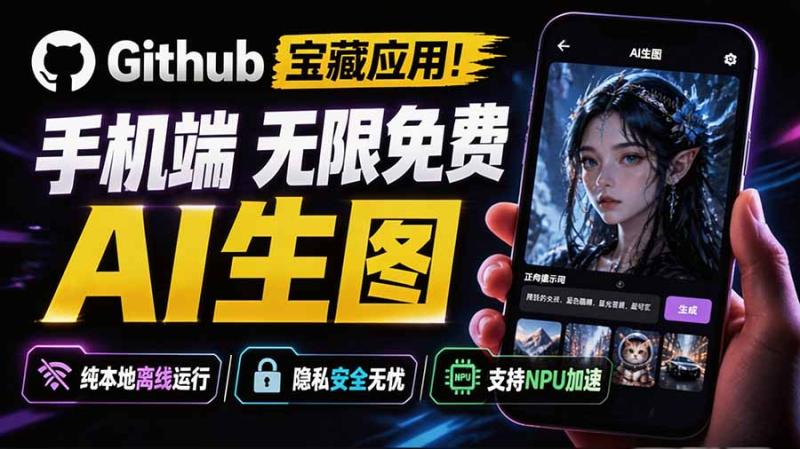 （19681期）Github宝藏应用！手机端无限免费AI 生图，纯本地离线运行，支持NPU加速 斩获3.1k stars，local-dream