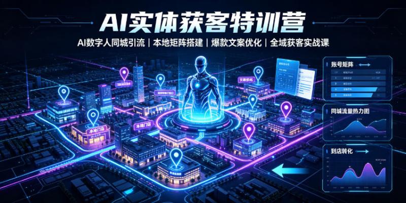 AI实体获客特训营｜AI数字人同城引流、本地矩阵搭建、爆款文案优化全域获客实战课