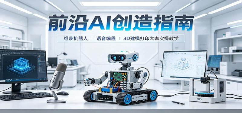 前沿AI创造指南:组装机器人、语音编程、3D建模打印大咖实操教学 前沿AI创造指南:组装机器人、语音编程、3D建模打印大咖实操教学