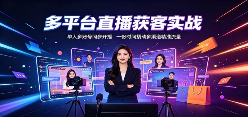多平台直播获客实战：单人多账号同步开播，一份时间撬动多渠道精准流量