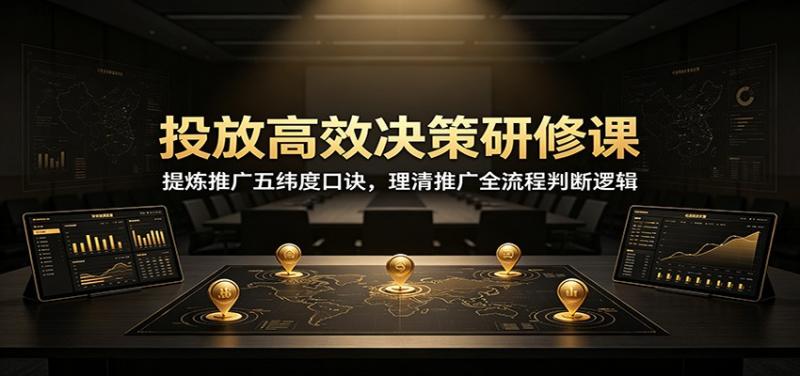 投放高效决策研修课：提炼推广五纬度口诀，理清推广全流程判断逻辑