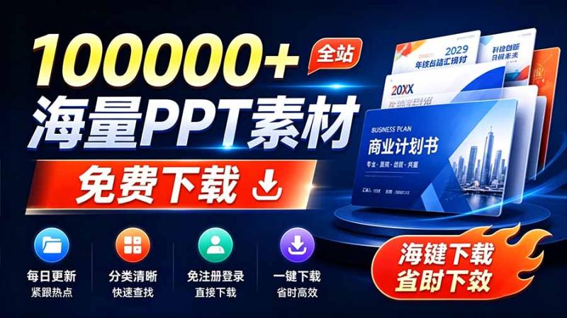 （19748期）免费良心办公站！全站100000+海量PPT素材免费下载，每日更新，分类清晰，免注册登录下载 爱PPT网