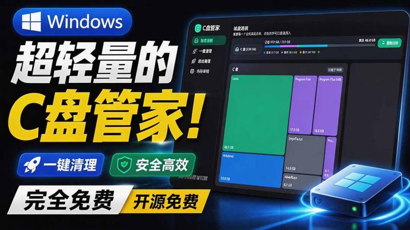 （19750期）Windows 超轻量的C盘管家！超级有特点，支持磁盘分析及清理提醒，2M大小体积，完全免费 C盘管家