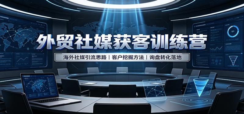 外贸社媒获客训练营：海外社媒引流思路，客户挖掘方法，询盘转化落地