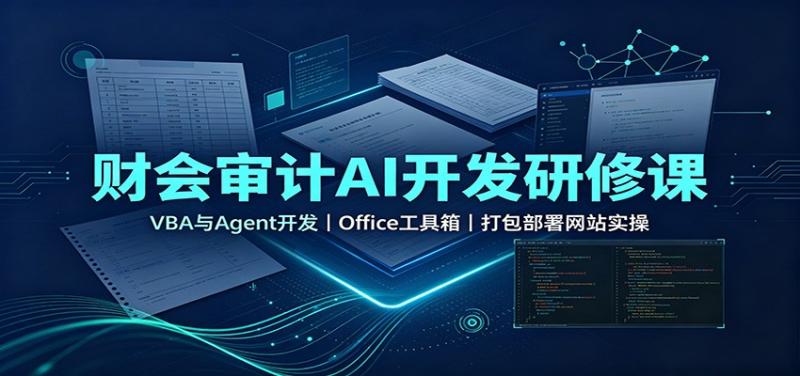 财会审计AI开发研修课：VBA与Agent开发，Office工具箱，打包部署网站实操