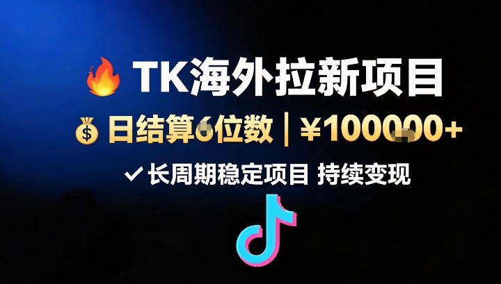 海外TK（TikTok）应用拉新，日结算5位数，长周期项目
