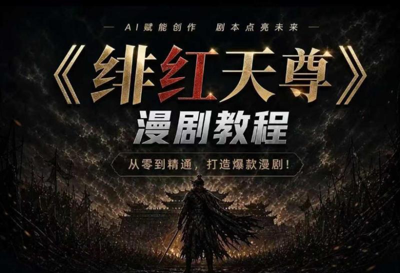 绯红天尊AI漫剧系统教程｜从零入门到精通，工具运用+剧本创作+爆款逻辑+提示词素材+镜头剪辑，全套爆款漫剧落地实战课