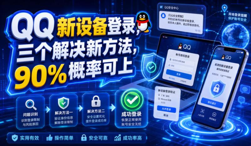 QQ新设备登录，三个解决新方法，90%概率可上