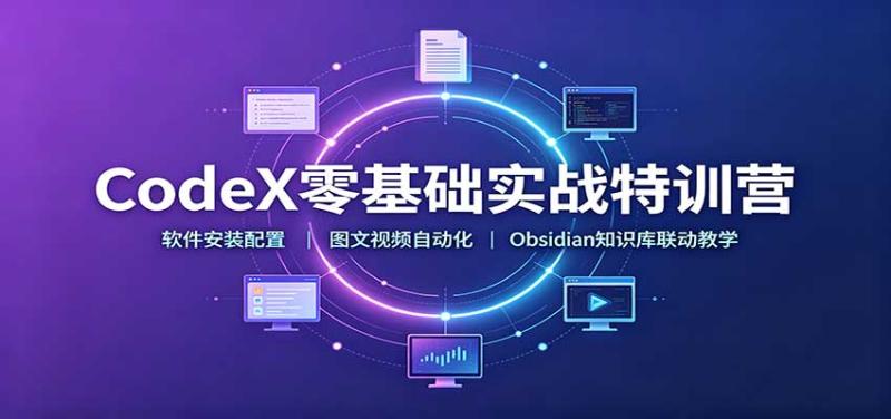 CodeX零基础实战特训营：软件安装配置，图文视频自动化，Obsidian知识库联动教学
