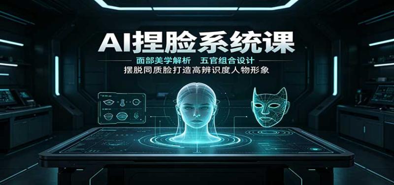 AI捏脸系统课：面部美学解析，五官组合设计，摆脱同质脸打造高辨识度人物形象