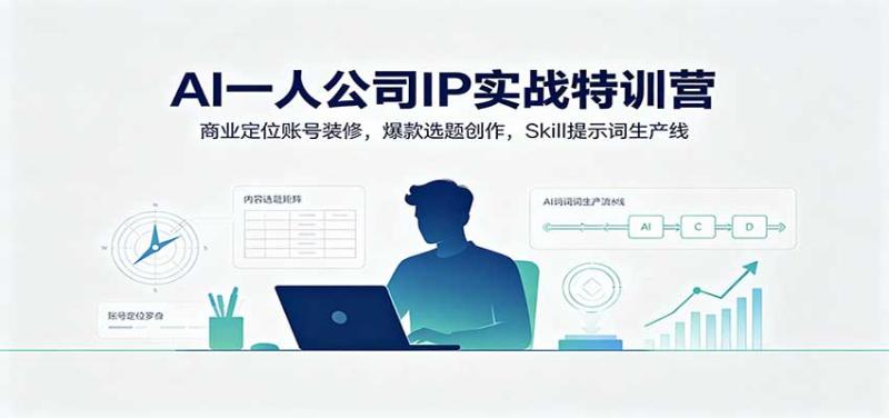 AI一人公司IP实战特训营：商业定位账号装修，爆款选题创作，Skill提示词生产线