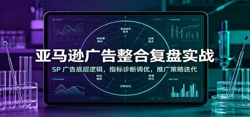 亚马逊广告整合复盘实战:SP广告底层逻辑,指标诊断调优,推广策略迭代