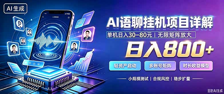 （20214期）AI语聊挂机，日入800+，适用个人副业，工作室矩阵操作