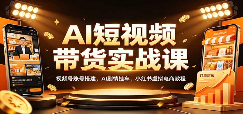 AI短视频带货实战课:视频号账号搭建,AI剧情挂车,小红书虚拟电商教程