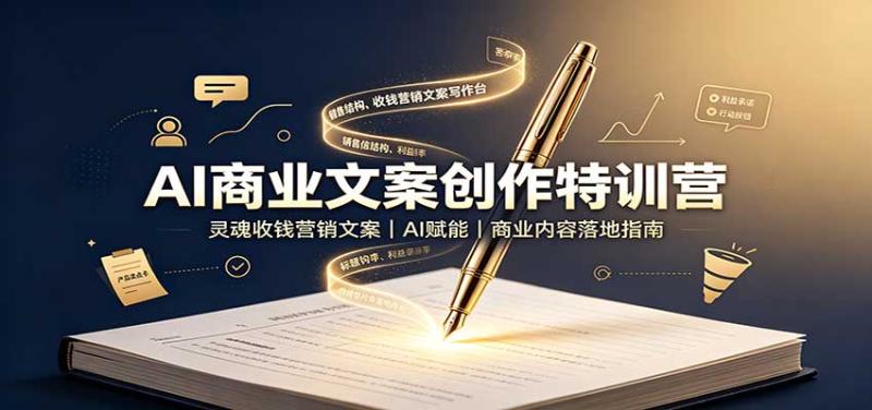AI商业文案创作特训营：灵魂收钱营销文案，AI赋能，商业内容落地指南