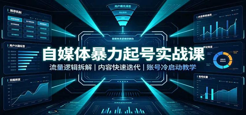 自媒体暴力起号实战课：流量逻辑拆解，内容快速迭代，账号冷启动教学