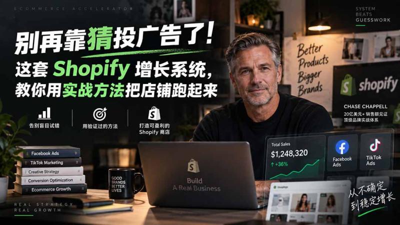 （20367期）别再靠猜投广告了！这套 Shopify 增长系统，教你用实战方法把店铺跑起来【原创双语字幕】