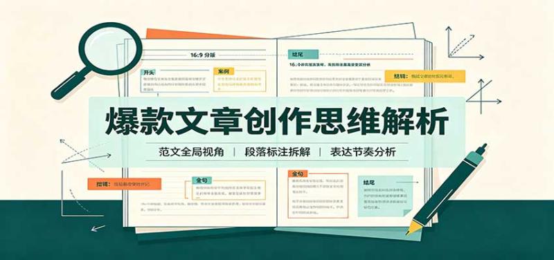 爆款文章创作思维解析：全局视角拆解范文，梳理行文逻辑，搭配真实拆文实操案例