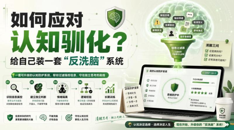 付费文章：如何应对认知驯化？给自己装一套“反洗脑”系统