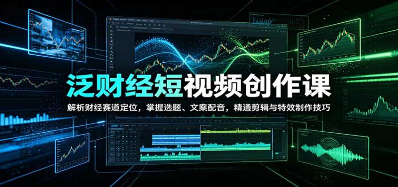 泛财经短视频创作课：解析财经赛道定位，掌握选题、文案配音，精通剪辑与特效制作技巧