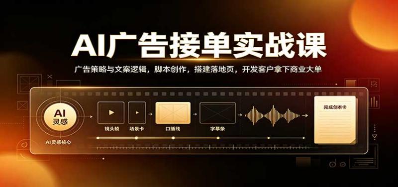 AI广告接单实战课：广告策略与文案逻辑，脚本创作，搭建落地页，开发客户拿下商业大单