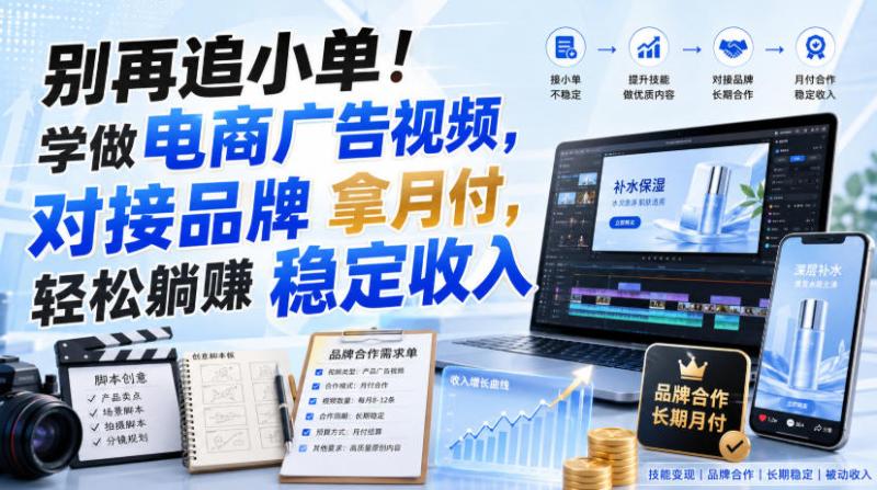 别再追小单！学做电商广告视频，对接品牌拿月付，轻松躺賺稳定收入【原创双语字幕】