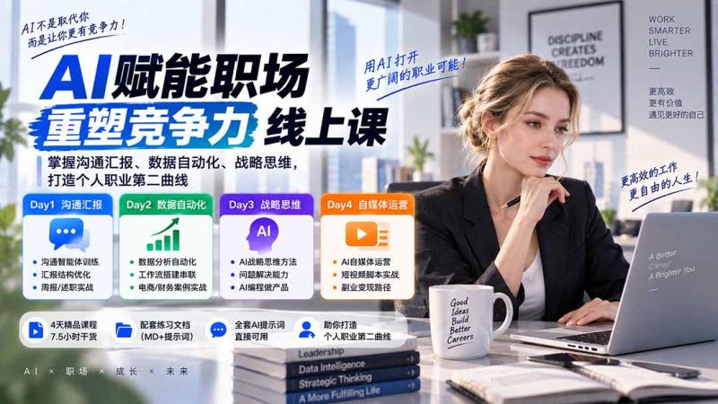 (20531期)AI职场提效与第二曲线实战课-无水印:学习沟通汇报、数据工作流和战略思维,掌握AI编程做产品及自媒体运营方法