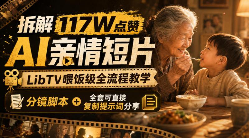 拆解117W点赞AI亲情短片，LibTV喂饭级全流程教学，分镜脚本+全套可直接复制提示词分享