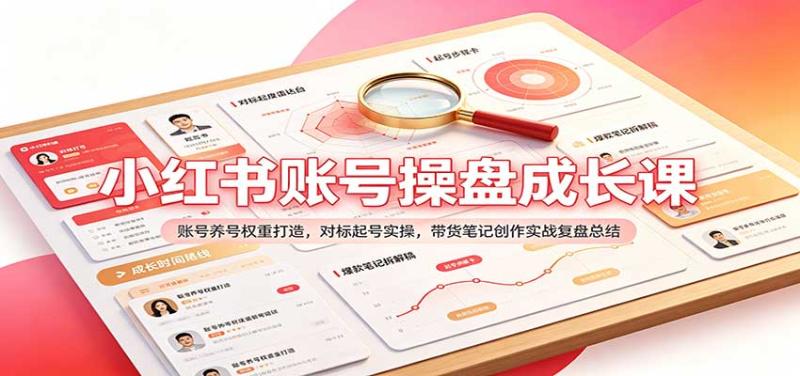 小红书账号操盘成长课:账号养号权重打造,对标起号实操,带货笔记创作实战复盘总结