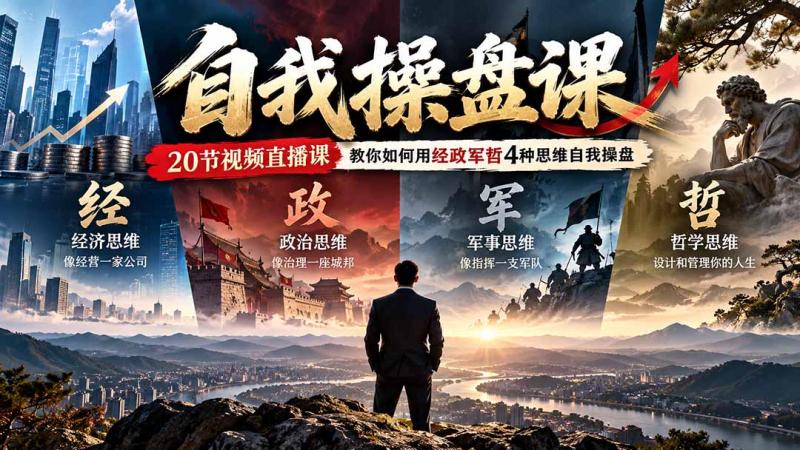 （20626期）【无水印】自我操盘课，20节视频直播课教你如何用经政军哲4种思维自我操盘（更新0924）