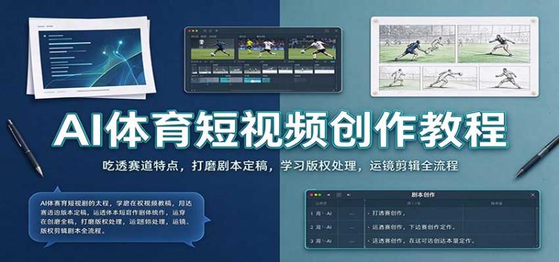 AI体育短视频创作教程：吃透赛道特点，打磨剧本定稿，学习版权处理，运镜剪辑全流程