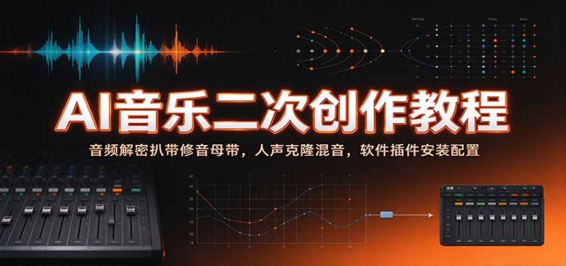 AI音乐二次创作教程：音频解密扒带修音母带，人声克隆混音，软件插件安装配置