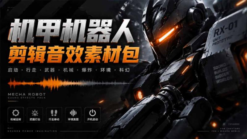 (20782期)宝藏机甲音效合集!机甲机器人变形能量移动无损音效素材,全部中文汉化处理