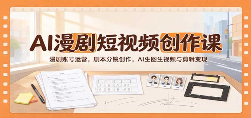 AI漫剧短视频创作课:漫剧账号运营,剧本分镜创作,AI生图生视频与剪辑变现