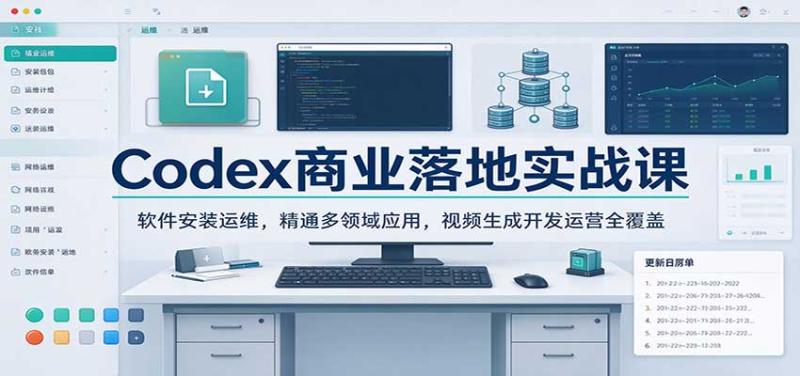Codex商业落地实战课:软件安装运维,精通多领域应用,视频生成开发运营全覆盖
