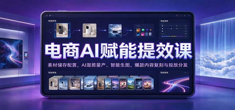 电商AI赋能提效课:素材储存配置,AI混剪量产、智能生图,爆款内容复刻与投放分发