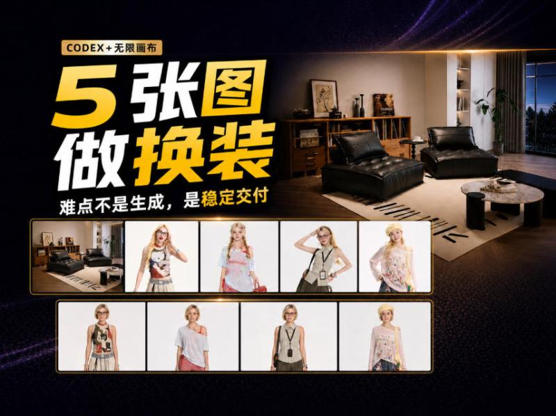 codex+无限画布，5张商品图做沙发换装视频，关键不是提示词！
