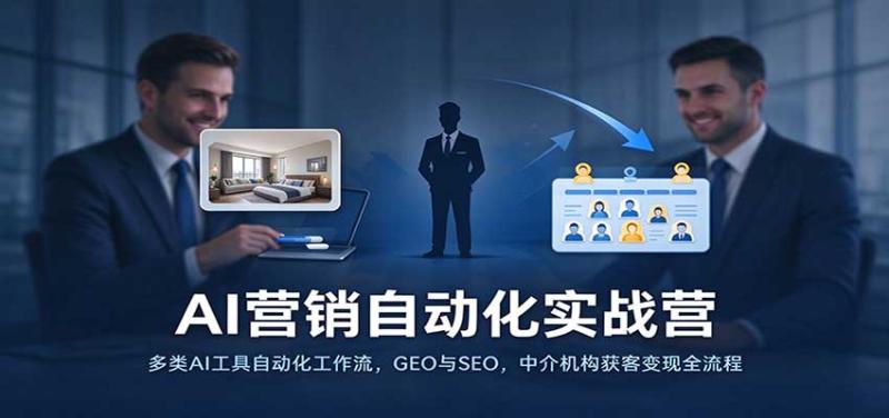 AI营销自动化实战营：多类AI工具自动化工作流，GEO与SEO，中介机构获客变现全流程