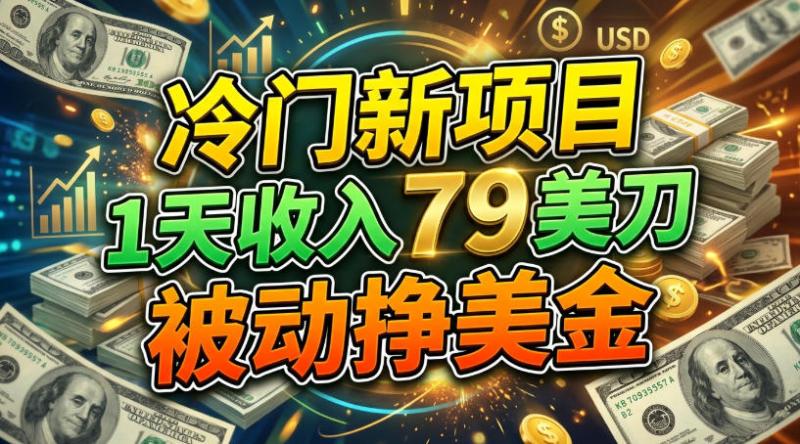 冷门新项目，1天收入79刀，被动挣美刀