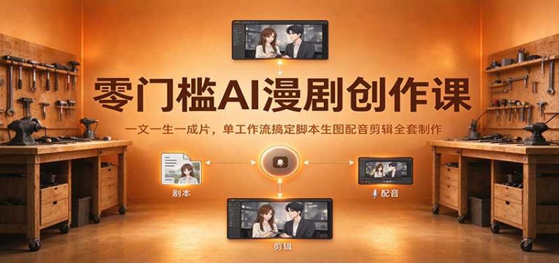 零门槛AI漫剧创作课:一文一生一成片,单工作流搞定脚本生图配音剪辑全套制作
