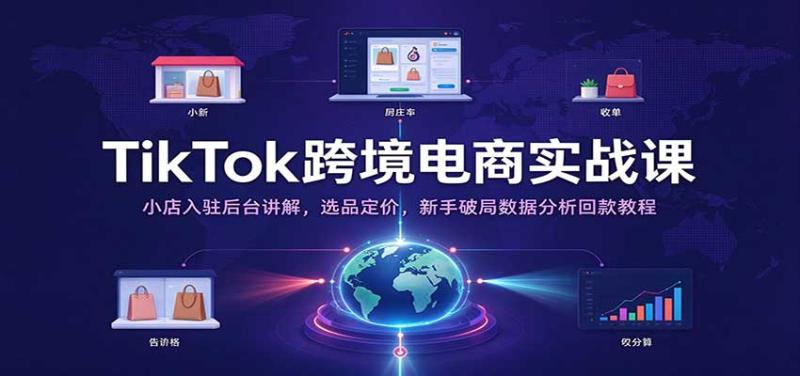 TikTok跨境电商实战课:小店入驻后台讲解,选品定价,新手破局数据分析回款教程